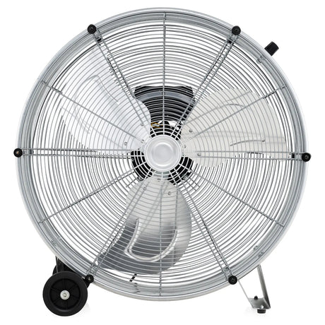 24 Inch High-Velocity Industrial Floor Fan with Wheels and Handle-Silver