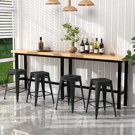 24-Inch Metal Chairs Set of 4 with Removable Back-Black