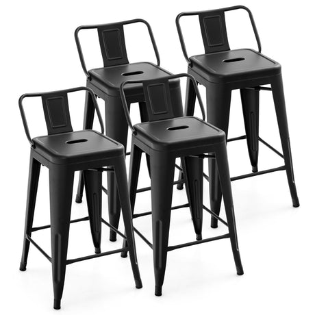24-Inch Metal Chairs Set of 4 with Removable Back-Black