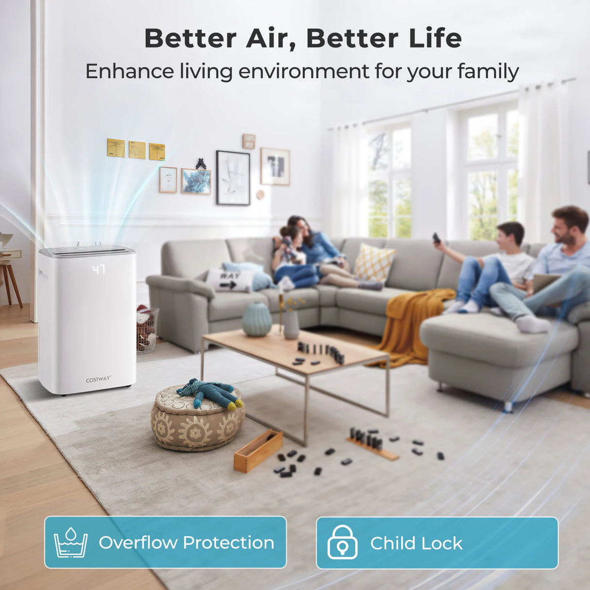 24 L Energy Efficient Dehumidifier with Auto Drain or Manual Drainage-White