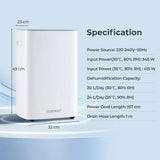 24 L Energy Efficient Dehumidifier with Auto Drain or Manual Drainage-White