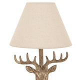 Stonewashed Stag Head Table Lamp With Linen Shade