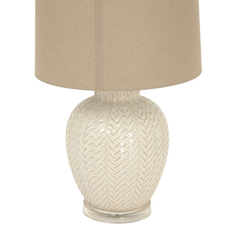 Twill Weave Ceramic Table Lamp With Linen Shade