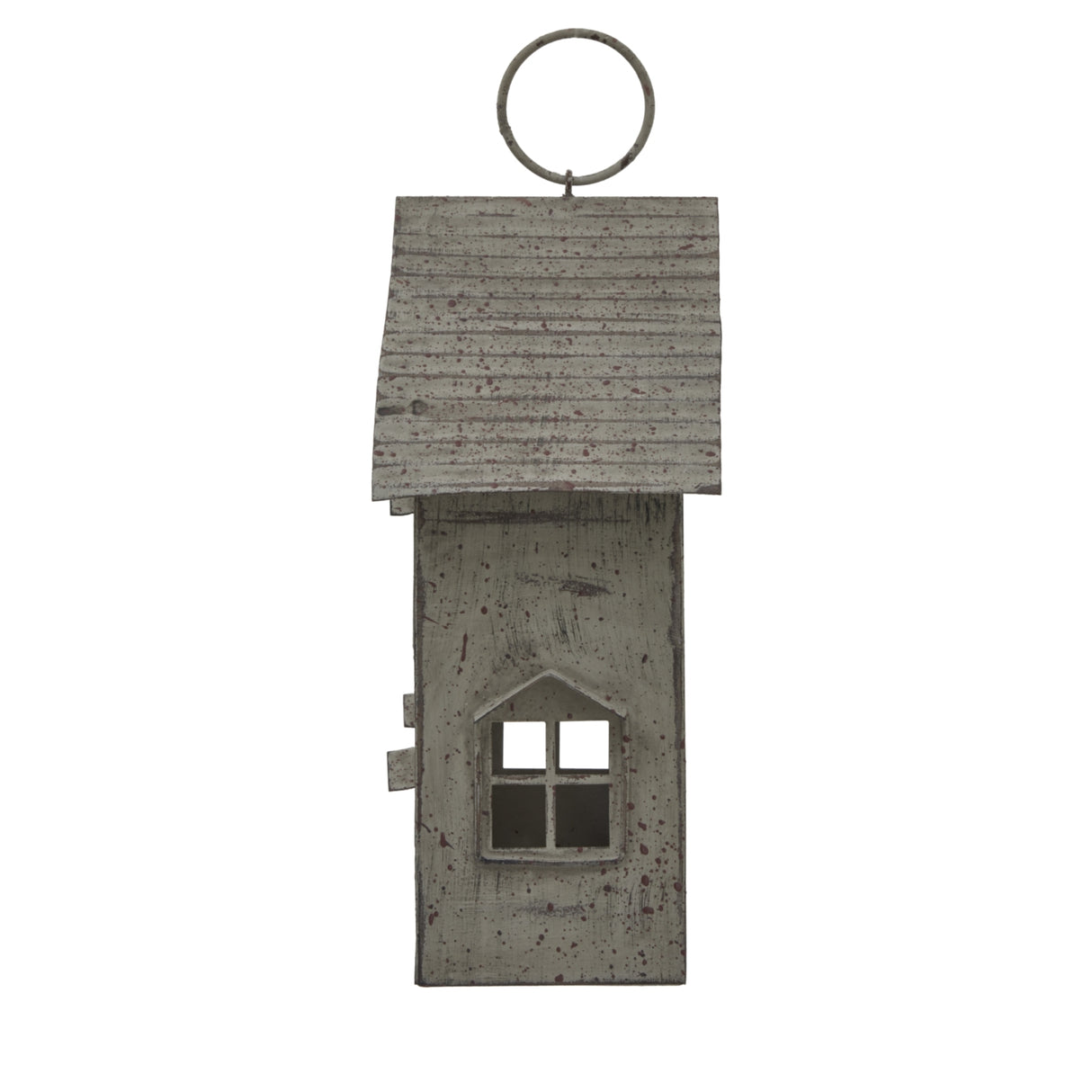 Rustic  Metal Hanging House Tealight With Glass Votive