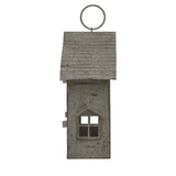 Rustic  Metal Hanging House Tealight With Glass Votive