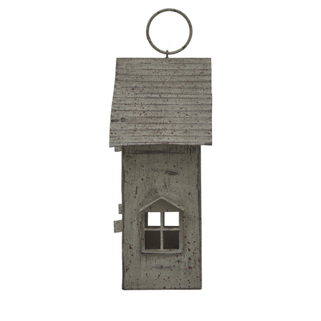 Rustic  Metal Hanging House Tealight With Glass Votive