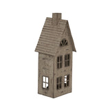 Tall Rustic Metal House Tealight With Glass Votive