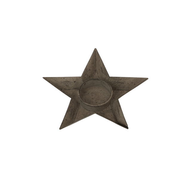 Rustic Metal Star Tealight With Glass Votive