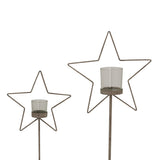 Natural Rustic Star On Wood Stand With Glass Votive