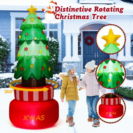 240 cm Christmas Inflatables LED Lighted Xmas Inflatable Rotating Tree