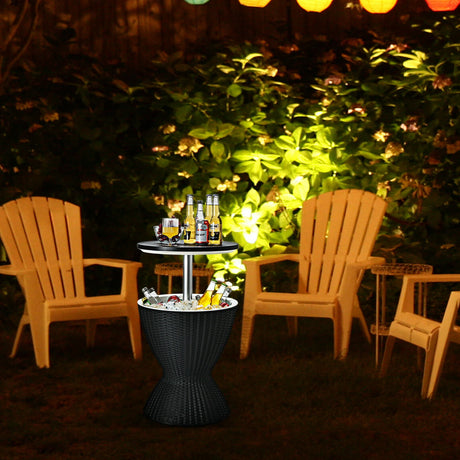 Outdoor Ice Cooler with Height Adjustable Tabletop for Party-Black