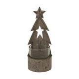 Rustic Metal Tree Candle Holder With Stars