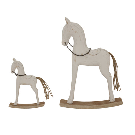 Large Whitewashed Rustic Rocking Horse
