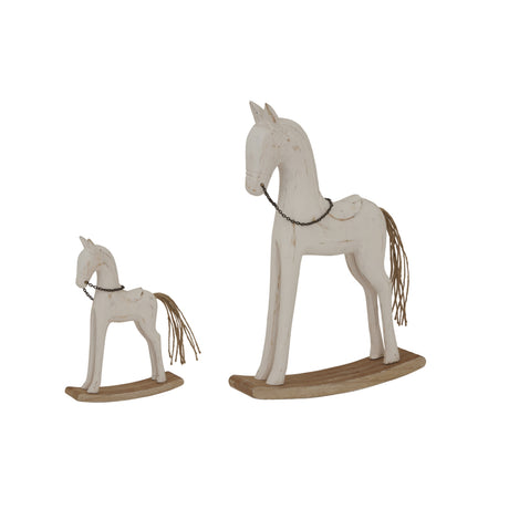 Large Whitewashed Rustic Rocking Horse