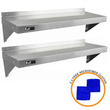 6ft Stainless Steel Catering Bench & 2 x Wall Mounted Shelves