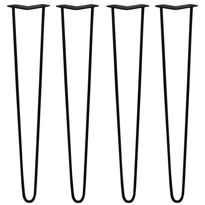 4 x 28" Hairpin Legs - 2 Prong - 10mm - Black