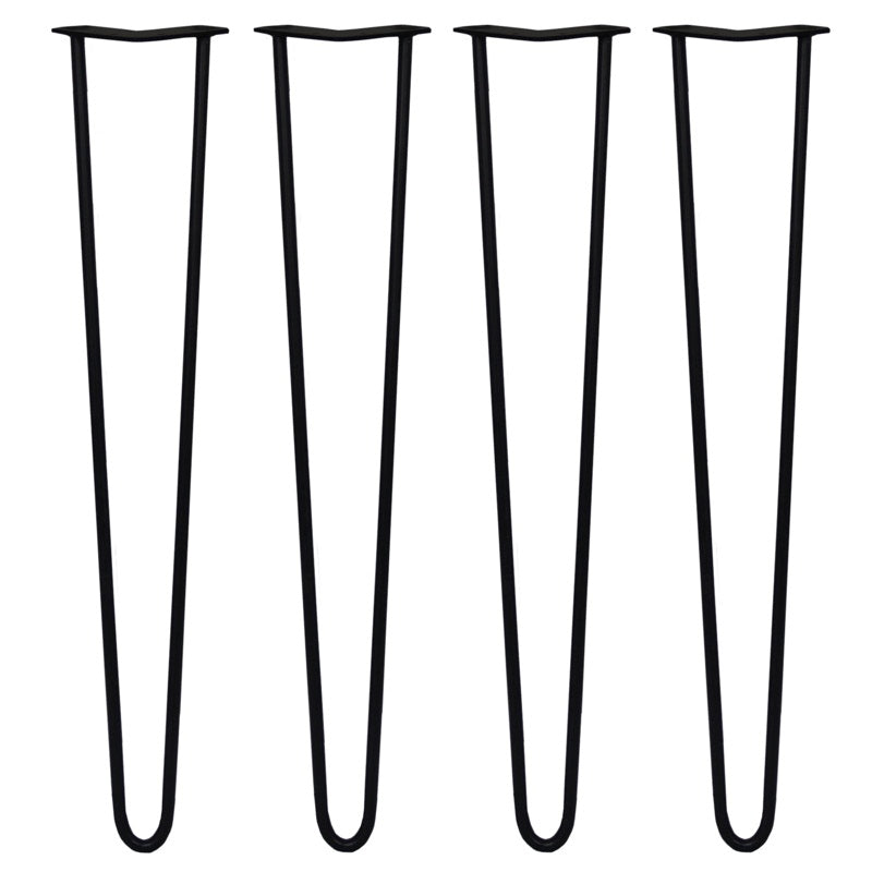 4 x 28" Hairpin Legs - 2 Prong - 12mm - Black