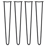 4 x 28" Hairpin Legs - 2 Prong - 12mm - Black