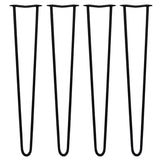 4 x 28" Hairpin Legs - 2 Prong - 12mm - Black