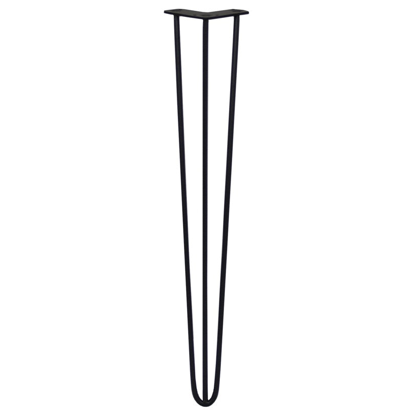 4 x 28" Hairpin Legs - 3 Prong - 10mm - Black