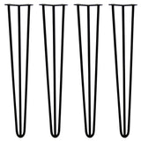 4 x 28" Hairpin Legs - 3 Prong - 12mm - Black