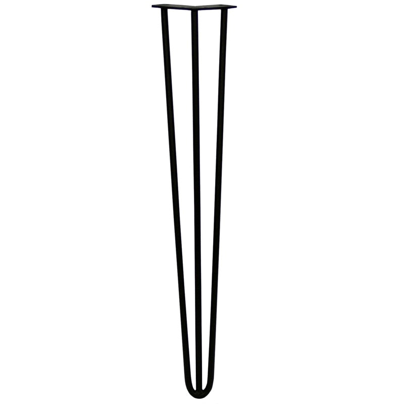 4 x 28" Hairpin Legs - 3 Prong - 12mm - Black