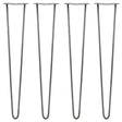 4 x 28" Hairpin Legs - 2 Prong - 10mm - Raw Steel
