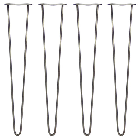 4 x 28" Hairpin Legs - 2 Prong - 10mm - Raw Steel