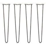 4 x 28" Hairpin Legs - 2 Prong - 12mm - Raw Steel