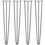 4 x 28" Hairpin Legs - 3 Prong - 10mm - Raw Steel