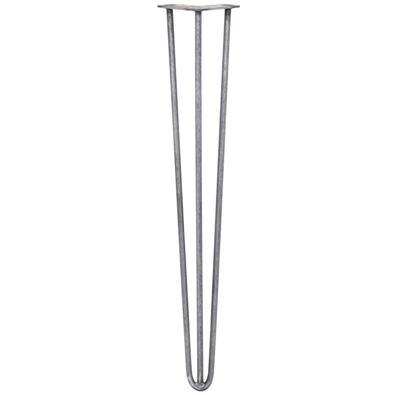 4 x 28" Hairpin Legs - 3 Prong - 12mm - Raw Steel