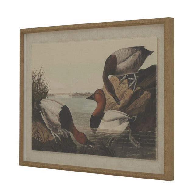 Flora & Fauna Collection Pochards On Linen In Beaded Frame