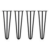 4 x 16" Hairpin Legs - 3 Prong - 12mm - Black
