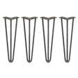 4 x 16" Hairpin Legs - 3 Prong - 12mm - Raw Steel