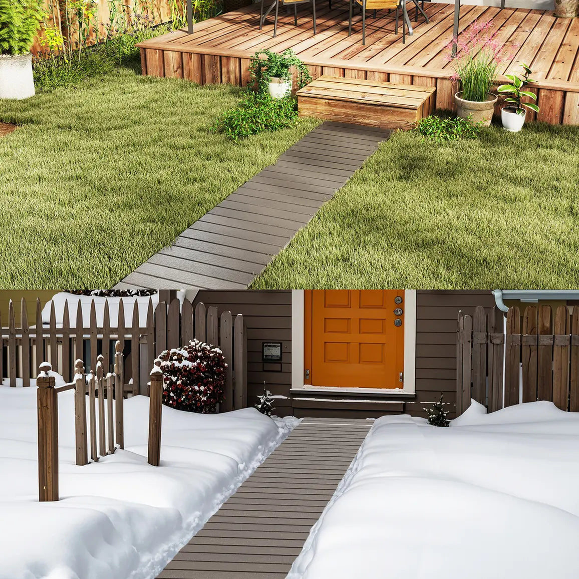Weatherproof Garden Path Straight Roll-up Driveway Decorative Walkway Wire Connection Grey