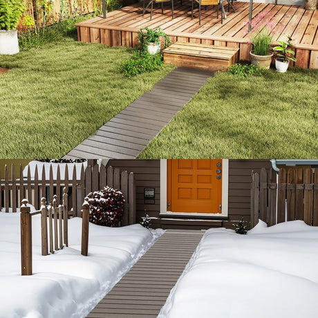 Weatherproof Garden Path Straight Roll-up Driveway Decorative Walkway Wire Connection Grey