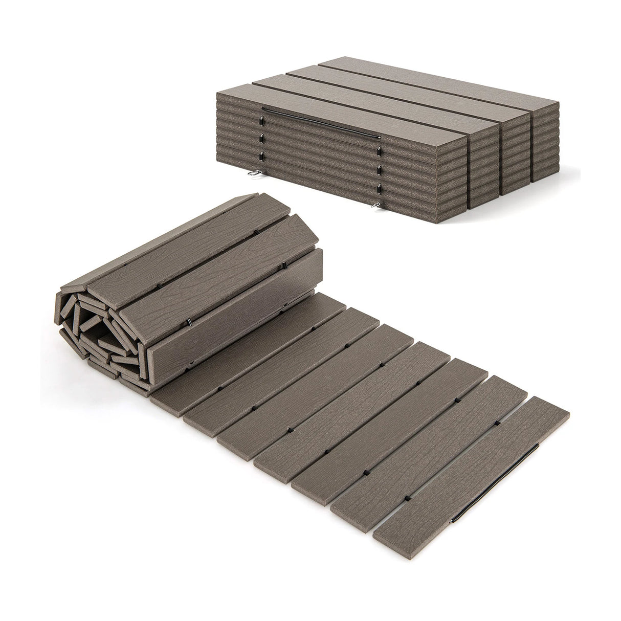 Weatherproof Garden Path Straight Roll-up Driveway Decorative Walkway Wire Connection Grey