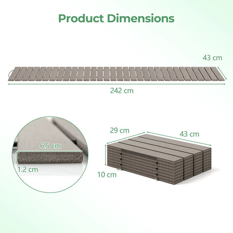 Weatherproof Garden Path Straight Roll-up Driveway Decorative Walkway Wire Connection Grey