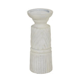 Medium White Carved Candle Holder