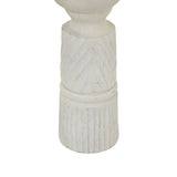 Medium White Carved Candle Holder