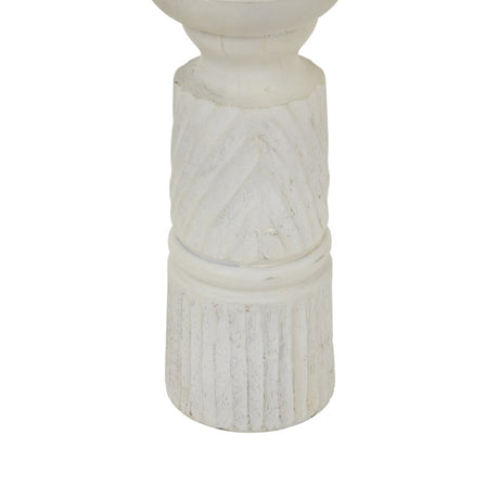 Medium White Carved Candle Holder