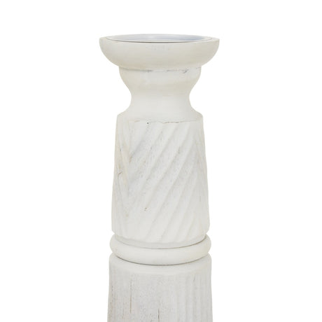 Large White Carved Candle Holder