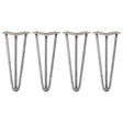 4 x 12" Hairpin Legs - 3 Prong - 12mm - Raw Steel