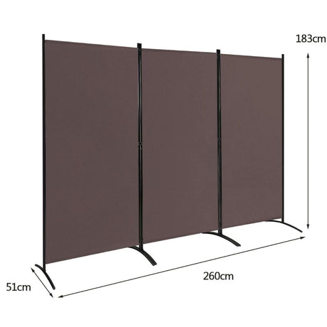 3-Panel Room Divider Folding Privacy Partition Screen for Office Room-Brown