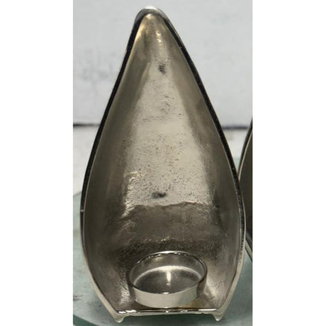 Silver Cast Teardrop Candle Holder