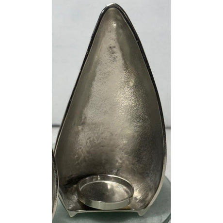 Large Silver Cast Teardrop Candle Holder