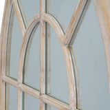 Washed Wood Arched Window Mirror