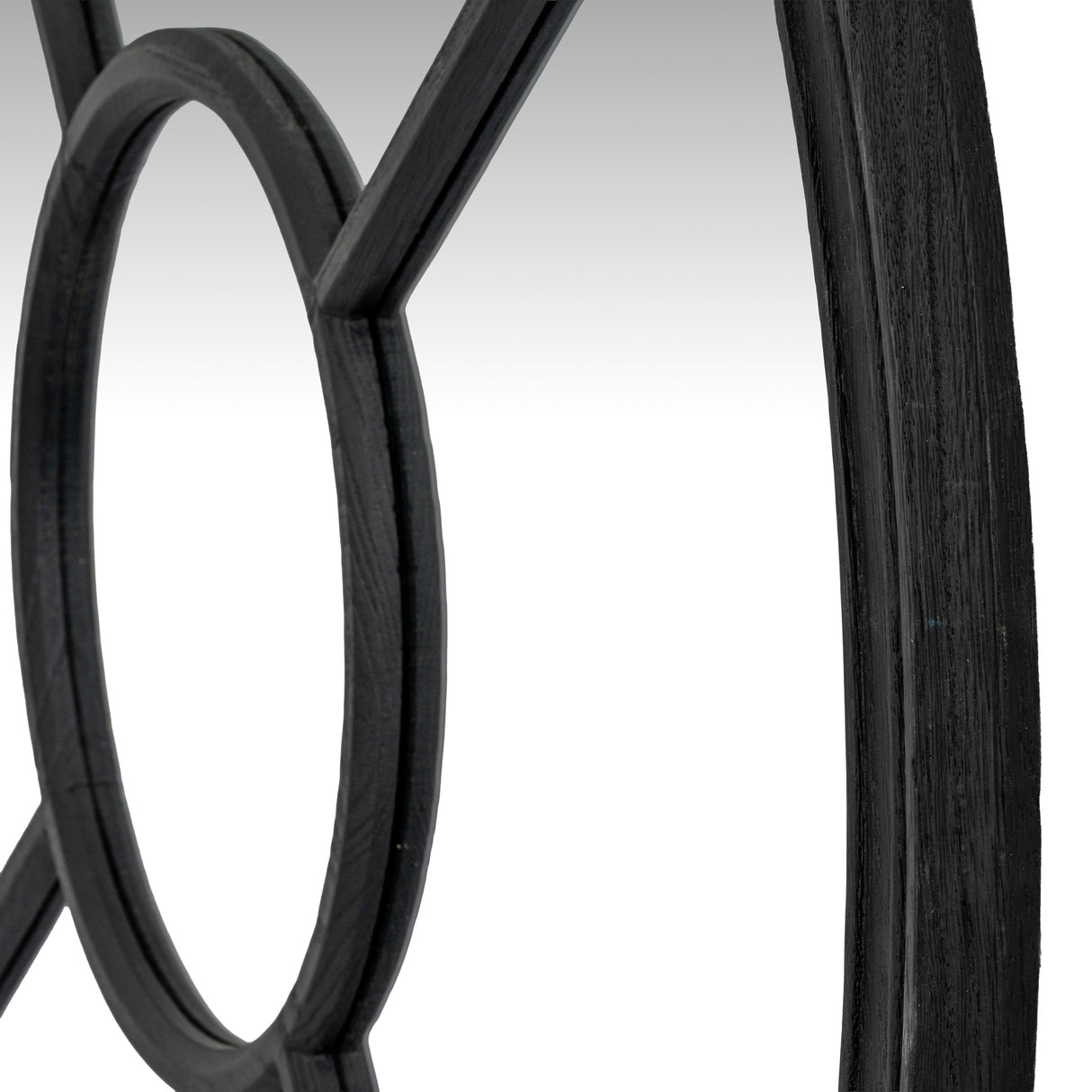 Black Wood Round Window Mirror