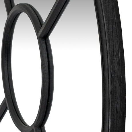 Black Wood Round Window Mirror