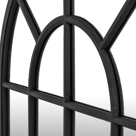 Black Wood Arched Window Mirror